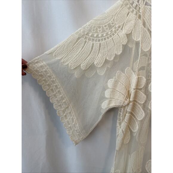 Rebellion Again Womans M‎ Boho Beach Lace Kimono Duster Cardigan Duster Cover Up - Picture 7 of 9